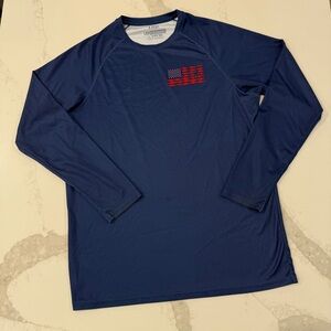 LRD Performance Fishing Long Sleeve Patriotic Shirt Men’s Large Navy Blue UPF50